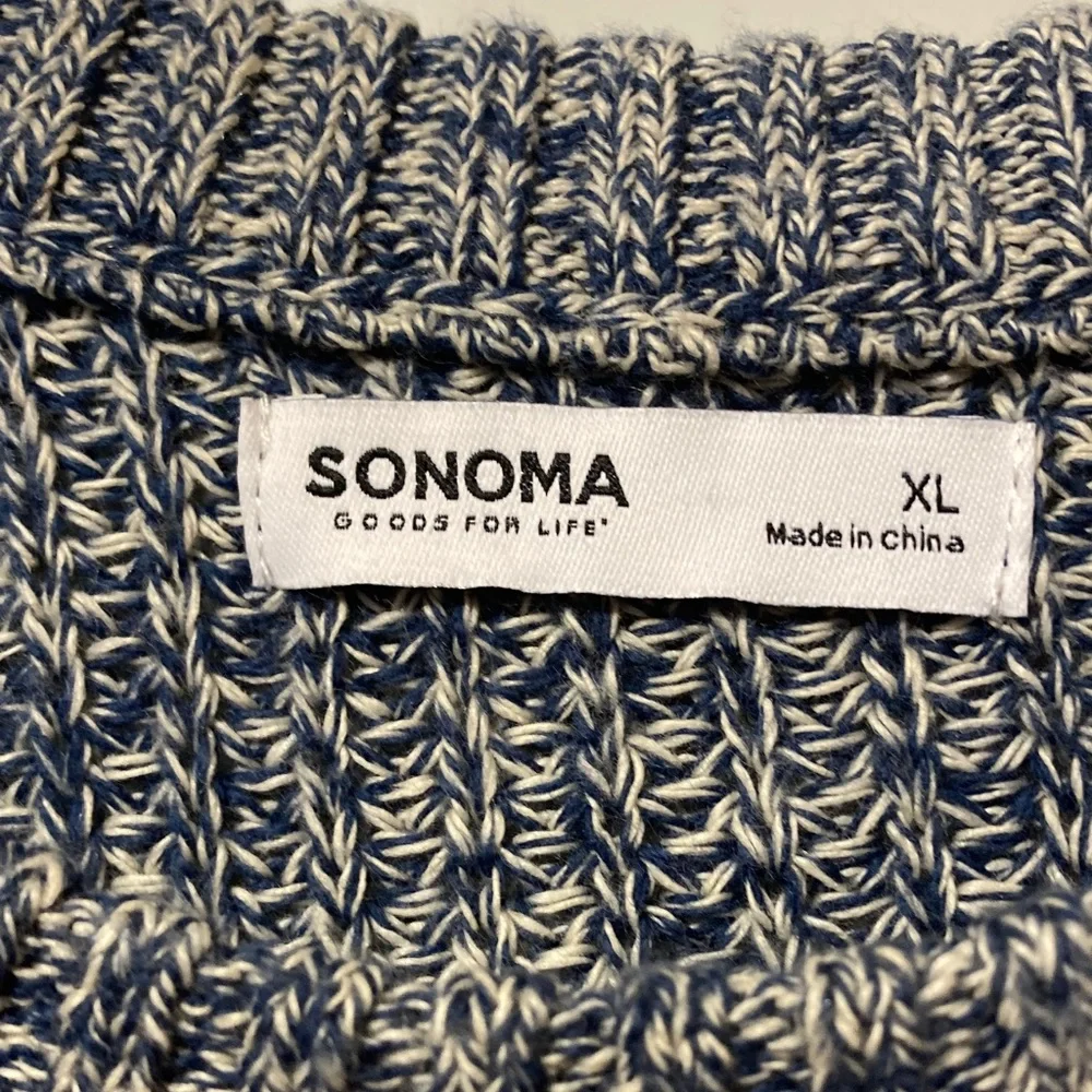 SONOMA Marled Navy and White Knit‎ Crewneck Sweater XL - Picture 2 of 5